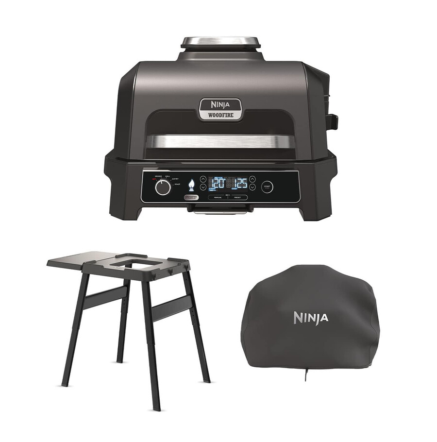ninja woodfire pro xl 電気bbqグリルスモーカー(スタンドカバー付き)