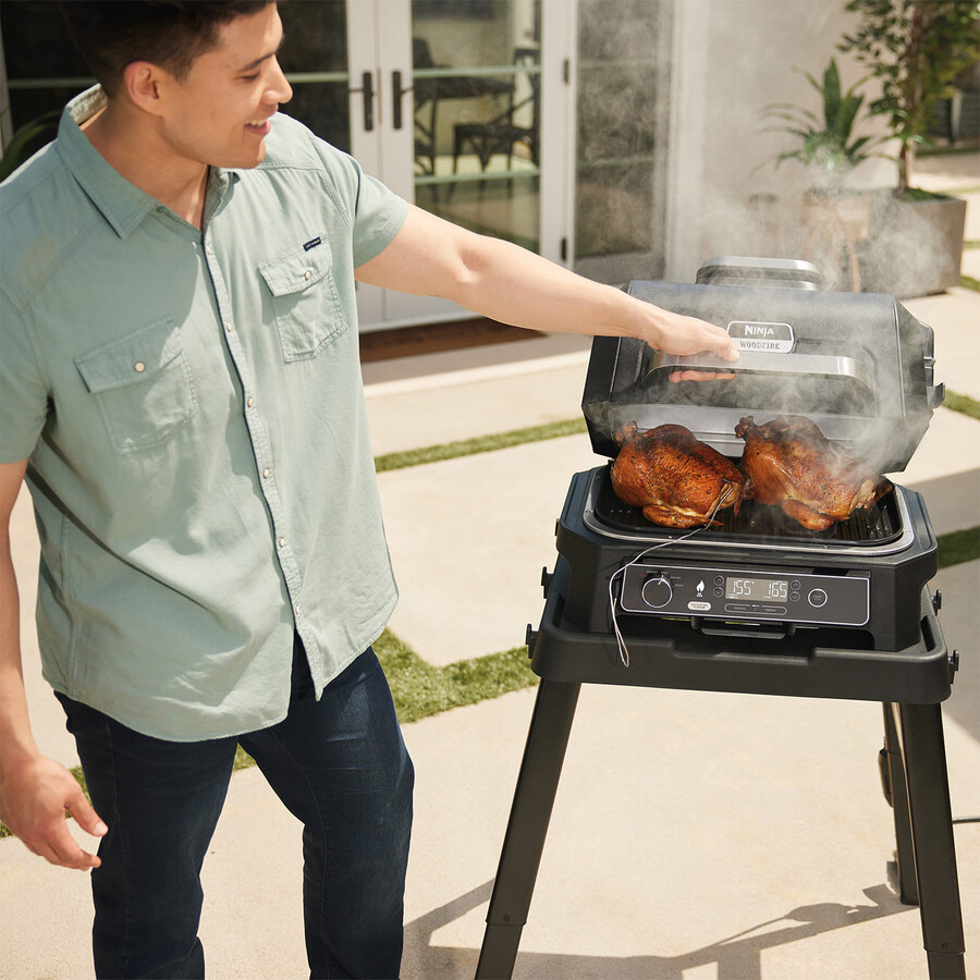 ninja woodfire pro xl 電気bbqグリルスモーカー(スタンドカバー付き)