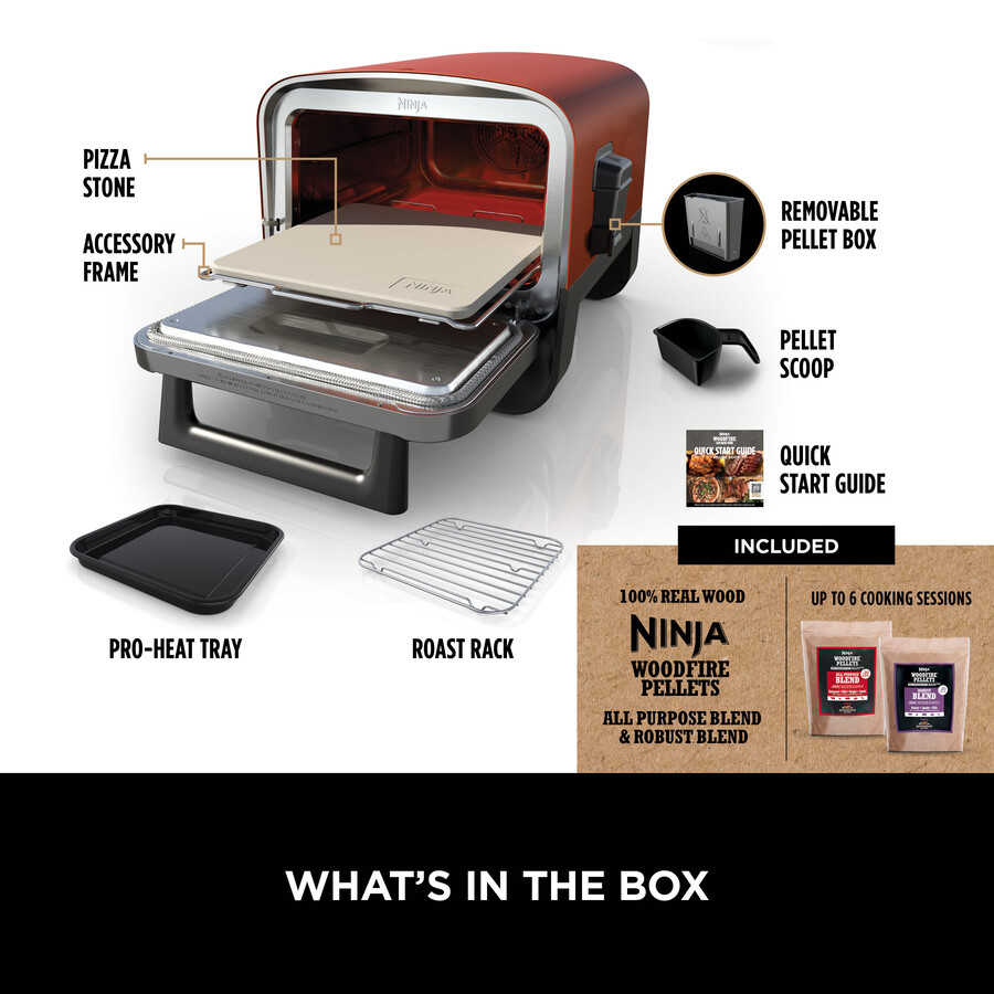 ninja woodfire 電気アウトドアオーブン、職人技のピザメーカー、バーベキュースモーカー oo101uk