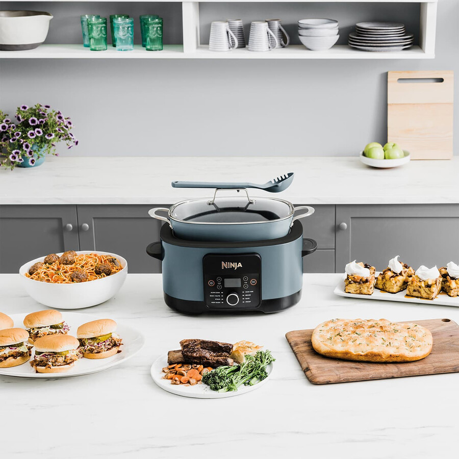 ninja foodi 8-in-1 possiblecooker スロークッカーマルチクッカー シーソルトグレー mc1001uk