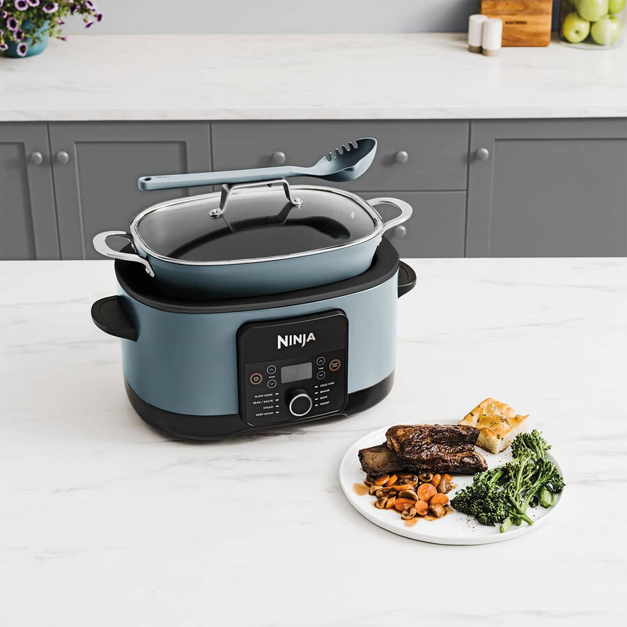 ninja foodi 8-in-1 possiblecooker スロークッカーマルチクッカー シーソルトグレー mc1001uk