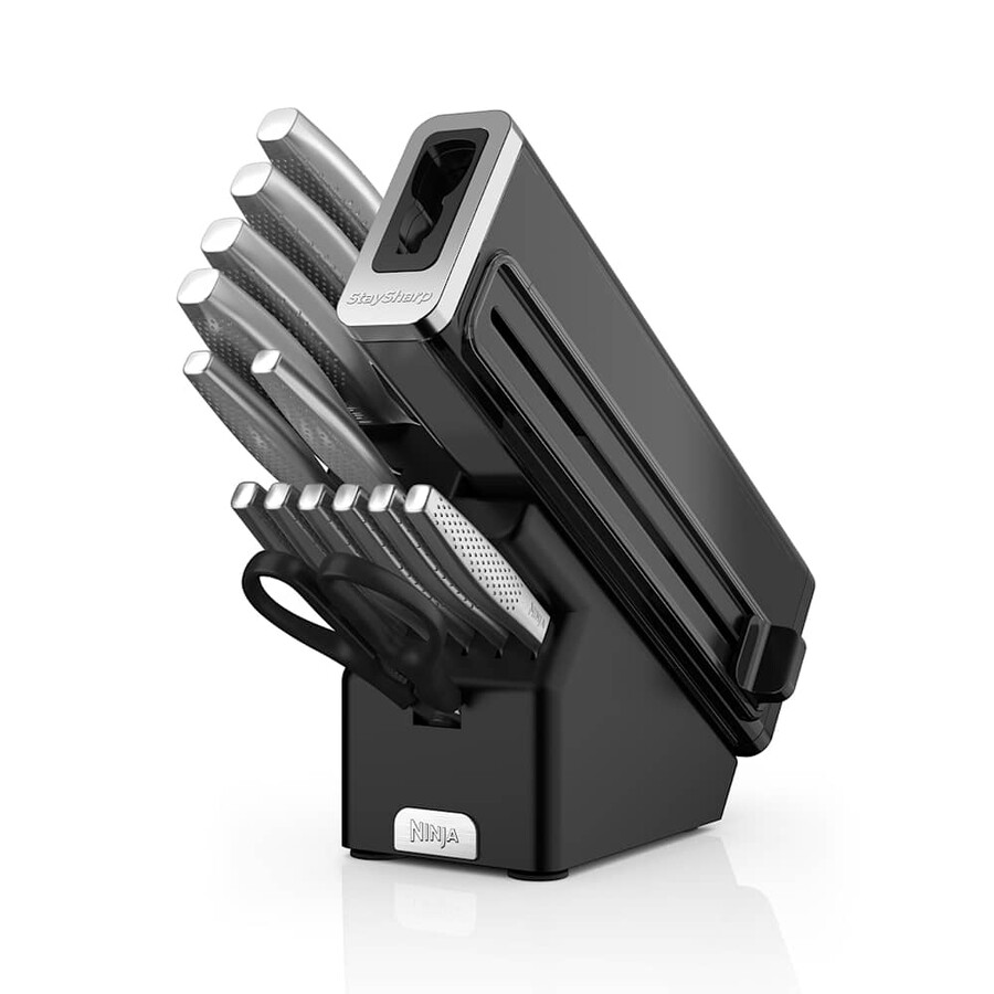 ninja staysharp 14ピース ステンレスナイフセット、ウッドブロック、ビルトインシャープナー k62014euuk